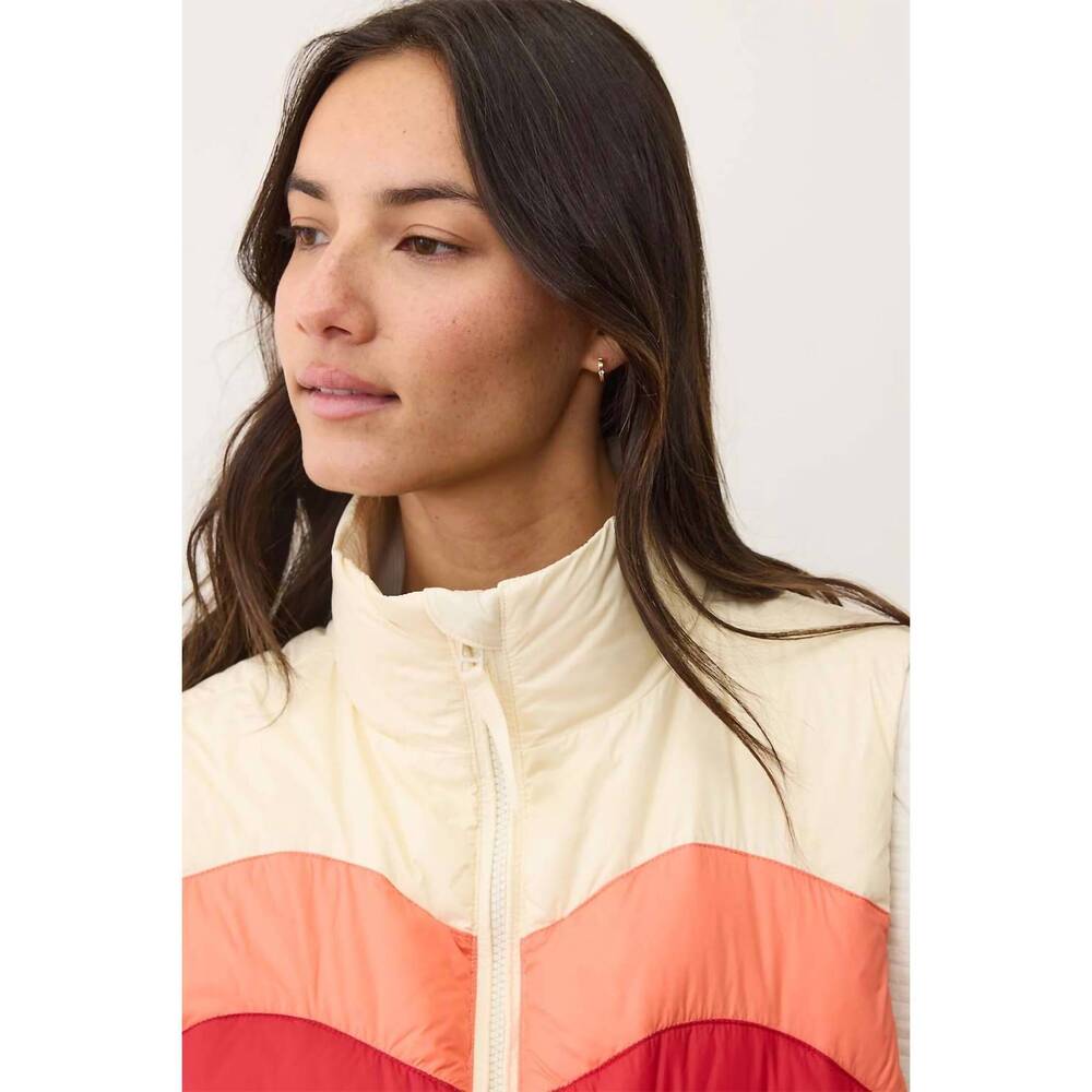 NEW MARINE LAYER sunset puffer vest in warm wave - Picture 4 of 6